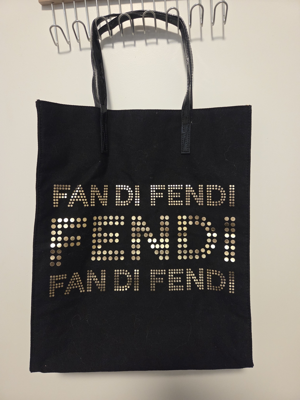 Fendi Black Tote with Gold Studded Logo